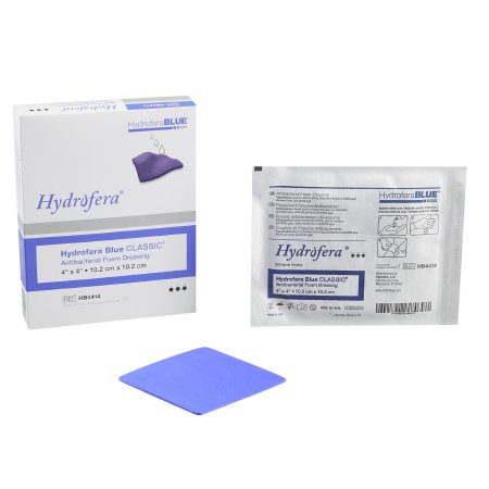 HydroferaBLUE Classic - Antibacterial Foam Dressing 4 X 4 Inch Square Non-Adhesive without Border Sterile - HB4414