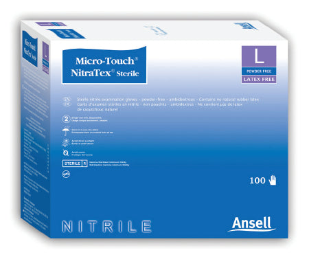 MICRO-TOUCH - Exam Glove Micro-Touch Small Sterile Pair Nitrile Extended Cuff Length Textured Fingertips Blue Chemo Tested - 6034151