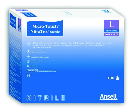 MICRO-TOUCH - Exam Glove Micro-Touch Medium Sterile Pair Nitrile Extended Cuff Length Textured Fingertips Blue Chemo Tested - 6034152