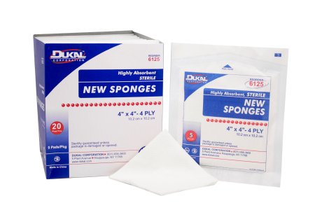 Dukal - Nonwoven Sponge Polyester / Rayon 4-Ply 4 X 4 Inch Square Sterile - 6125