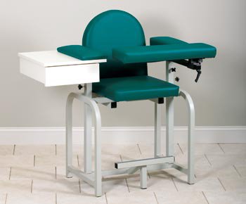 Lab X Series Extra Tall - Blood Drawing Chair with Drawer Single Adjustable Flip Up Armrest Cream - 66022