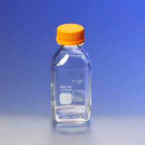 Fisher Scientific Pyrex* Media / Solution Bottle Square Borosilicate Glass 250 mL - 64146