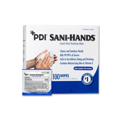 Professional Disposables Sani-Hands Hand Sanitizing Wipe 100 Count Ethyl Alcohol Individual Packet - D43600