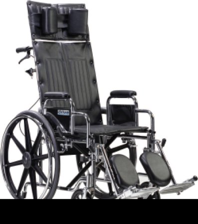 drive Sentra - Reclining Wheelchair Dual Axle Desk Length Arm Swing-Away Elevating Legrest Black Upholstery 22 Inch Seat Width Adult 450 lbs. Weight Capacity - STD22RBDDA