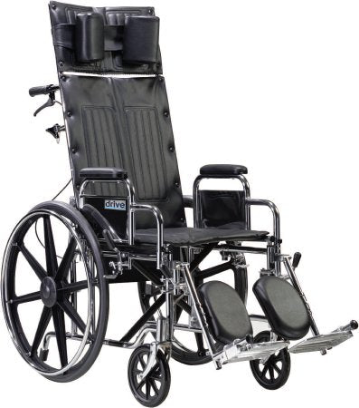 Drive Medical Sentra Reclining Wheelchair Dual Axle Desk Length Arm Padded, Removable Arm Style Mag Wheel Black 22 Inch Seat Width 450 lbs. Weight Capacity - STD22RBDDA
