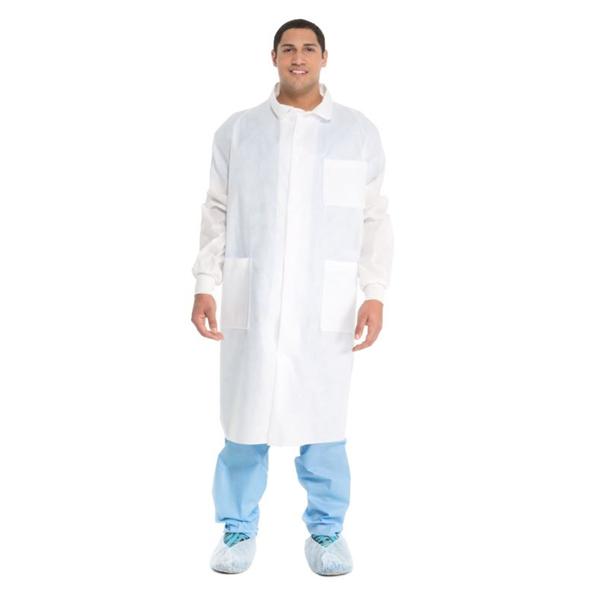 O & M Halyard Lab Coat Universal Precautions 3-Layer Sms Fabric Unisex White Small Ea, 25 Ea/Ca - 10040