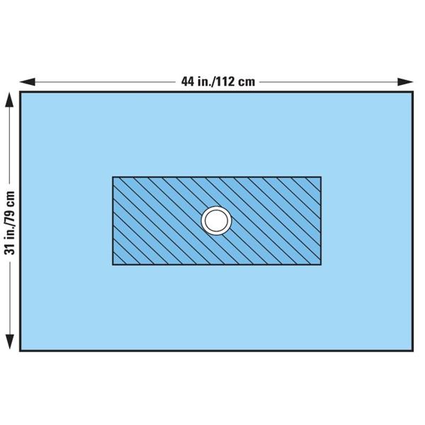 O & M Halyard Drape Brachial Angiography Surgical 7Cm Fenestrated 44X31" Heavy Duty Strl 50/Ca - 89471