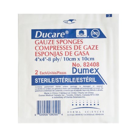 Ducare - Gauze Sponge Cotton 8-Ply 4 X 4 Inch Square Sterile - 82408