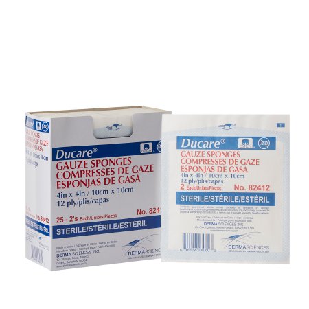 Ducare - Gauze Sponge Cotton 12-Ply 4 X 4 Inch Square Sterile - 82412