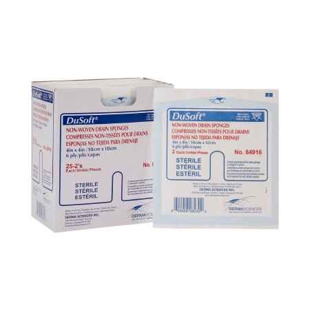 DuSoft - Drain Sponge Polyester / Rayon 4 X 4 Inch Sterile - 84916