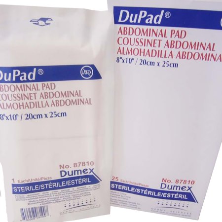 DuPad - Abdominal Pad Cellulose 1-Ply 8 X 10 Inch Rectangle Sterile - 87810