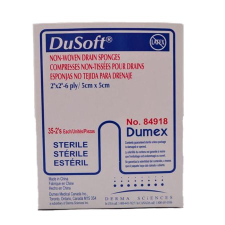 DuSoft - Drain Sponge Polyester / Rayon 2 X 2 Inch Sterile - 84918