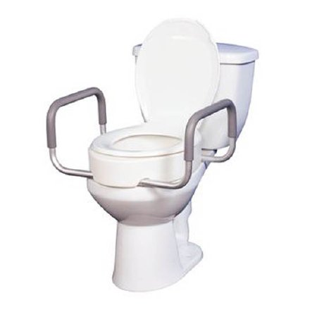 Patterson Medical Supply Drive Raised Toilet Seat with Arms - Elongated drive 3-1/2 Inch Height White 300 lbs. Weight Capacity - 554888