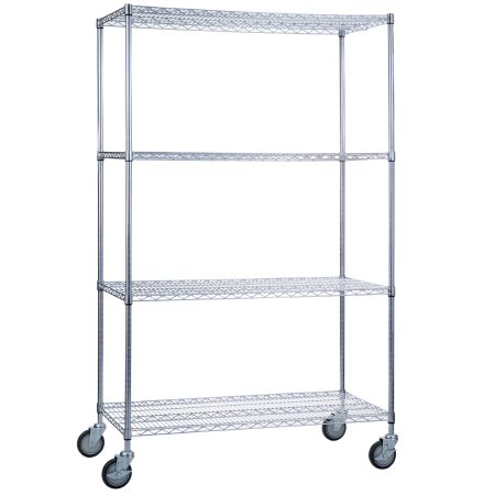 R & B Wire Products - Heavy Duty Linen Cart 4 Shelves 500 lbs. Weight Capacity Wire 5 Inch Casters, 2 Locking - LC183672