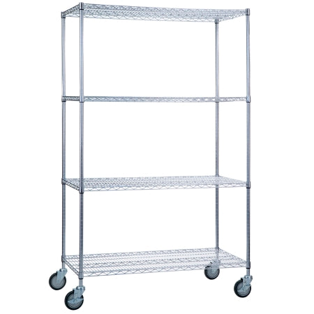 R & B Wire Products - Heavy Duty Linen Cart 4 Shelves 500 lbs. Weight Capacity Wire 5 Inch Casters, 2 Locking - LC183672