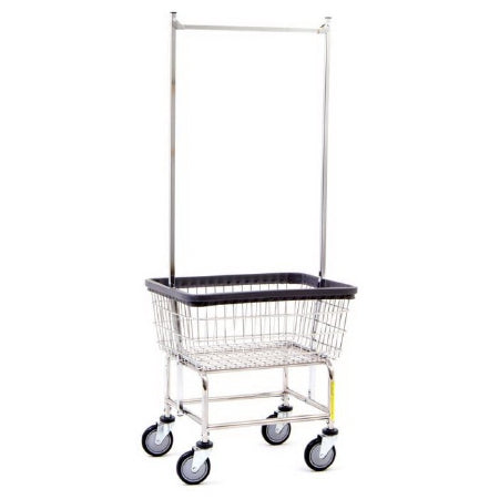 R & B Wire Products Laundry Cart with Double Pole Rack 5 Inch Casters 41 lbs. Steel, Vinyl Basket - 1E+60