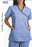Fashion Seal Uniforms Scrub Shirt Small Ceil Blue / Navy 2 Pockets Short Set-In Sleeves Female - 7002-S