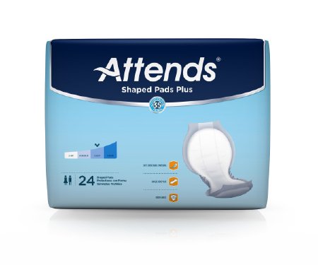 Attends Healthcare Products AttendsShaped Plus Bladder Control Pad 24-1/2 Inch Length Heavy Absorbency Polymer One Size Fits Most Unisex Disposable - SPDP