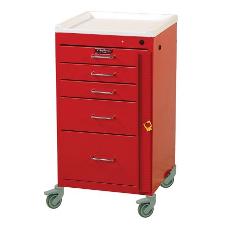 Mini-Line - Emergency Cart Steel 18 X 18 X 33.75 Inch Red Three 3 Inch, One 6 Inch, One 9 Inch Drawer - 3145B