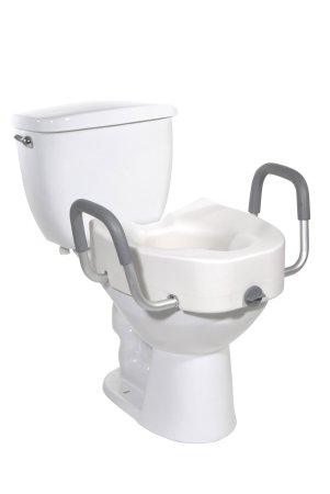 Drive Medical Drive Raised Toilet Seat with Arms - Elongated drive 4-1/2 Inch Height White 300 lbs. Weight Capacity - 12013