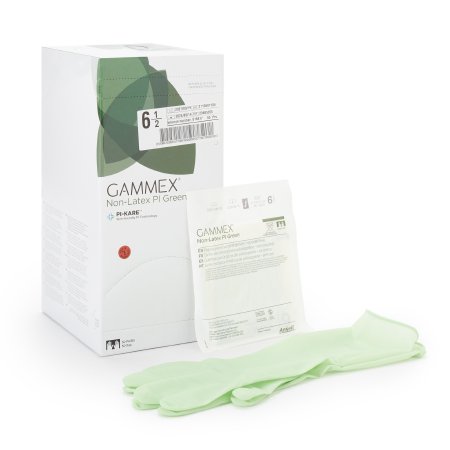 GAMMEX Non-Latex PI Green - Surgical Glove Size 6.5 Sterile Pair Polyisoprene Extended Cuff Length Smooth Light Green Chemo Tested - 20685265