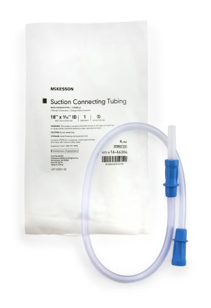 McKesson McKesson Suction Connector Tubing 1-1/2 Foot Length 3/16 Inch ID Sterile Female / Male Connector Clear Ribbed OT Surface PVC - 16-66304