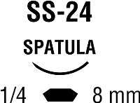 Surgidac - Suture with Needle Nonabsorbable Uncoated White Suture Braided Polyester Size 5 - 0 18 Inch Suture Double-Armed 8 mm Length 1/4 Circle Spatula Needle - D-1764K