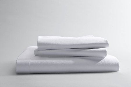 Percale - Bed Sheet Flat Sheet 66 W X 115 L Inch White Cotton / Polyester Reusable - 03340400