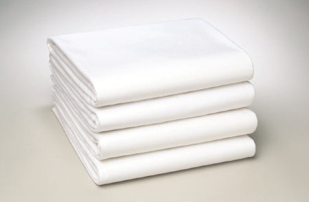 Standard Textile Bed Sheet Flat 66 X 104 Inch White Cotton 55% / Polyester 45% Reusable - 12360400