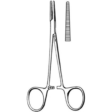 Sklar - Hemostatic Forceps Halsted-Mosquito 5 Inch Length Surgical Grade Stainless Steel NonSterile Ratchet Lock Finger Ring Handle Straight Serrated Tip - 17-1450