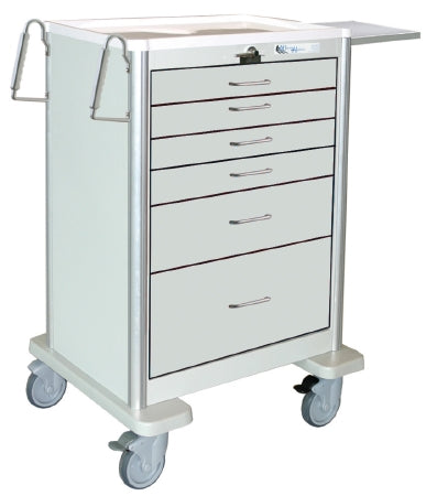 Waterloo Industries Treatment Cart Aluminum 24.25 X 31.5 X 41.75 Inch 6 Drawers Light Gray / Red - UTGLA-333369-RED