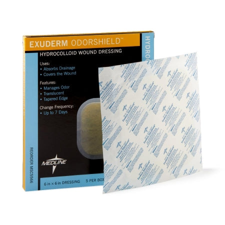 Exuderm OdorShield - Hydrocolloid Dressing 6 X 6 Inch Square Sterile - Medline - MSC5566