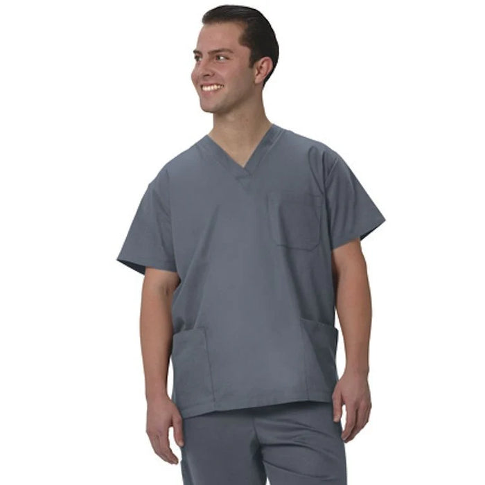 Simply Soft - Scrub Shirt 3X-Large Black 3 Pockets Short Set-In Sleeve Unisex - 6520-3XL