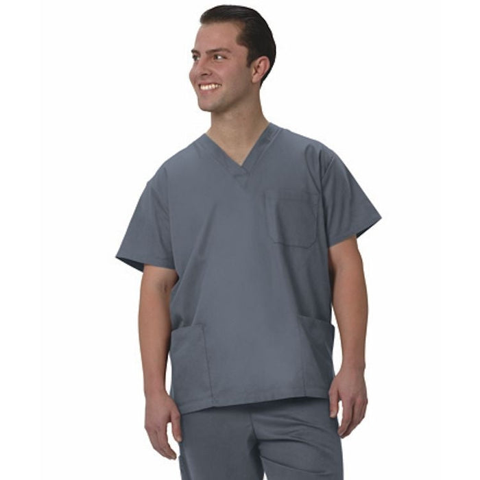 Simply Soft - Scrub Shirt Large Pewter 3 Pockets Short Sleeve Unisex - 6524-L