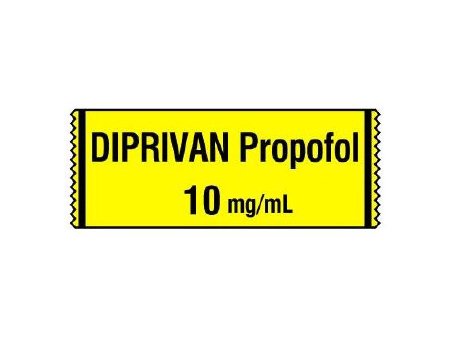Shamrock - Drug Label Anesthesia Label Diprivan Propfol 10 mg/mL Yellow 1/2 X 1 Inch - SA-209