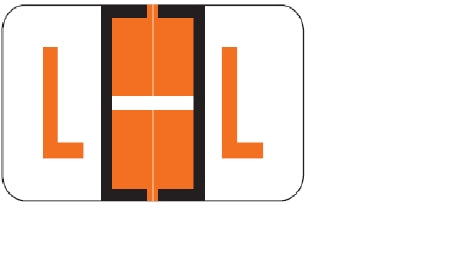 Wilmer Barkley Pre-Printed Label Chart Tab L | L Black / Orange / White 15/16 X 1-5/8 Inch - W-5122-L