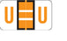 Wilmer Barkley Pre-Printed Label Chart Tab U | U Black / Orange / White 15/16 X 1-5/8 Inch - W-5133-U