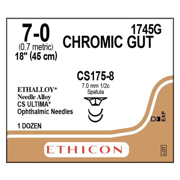 Ethicon Inc,a J & J Company Suture 7-0 Chromic Gut Cs175-8/Cs175-8 Brown 18" Double Arm Monofilament 12/Bx - 1745G