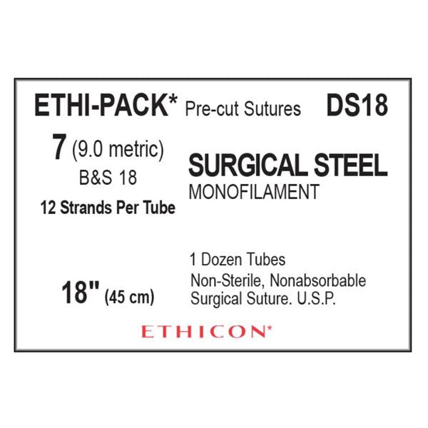 Ethicon Inc,a J & J Company Suture 7 B&S 18 No Needle Ethi-Pack Silver 12X18" Monofilament 12/Bx - DS-18