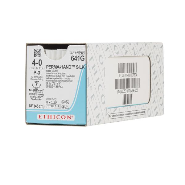 Ethicon Inc,a J & J Company Suture 4-0 Silk P-3 Perma-Hand Black 18" Braid 12/Bx - 641G