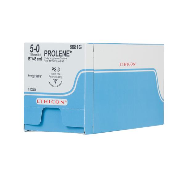 Ethicon Inc,a J & J Company Suture 5-0 Polypropylene Ps-3 Prolene Blue 18" Monofilament 12/Bx - 8681G