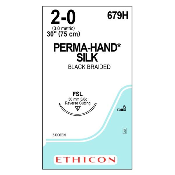 Ethicon Inc,a J & J Company Suture 2-0 Silk Fsl Perma-Hand Black 30" Braid 36/Bx - 679H