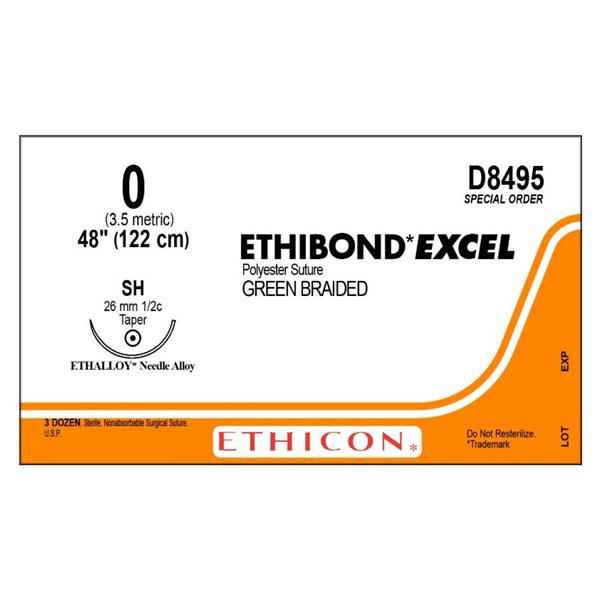 Ethicon Inc,a J & J Company Suture 0 Polyester No Needle Ethibond Green 48" Braid 36/Bx - D8495