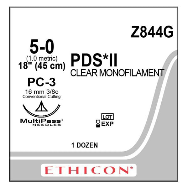 Ethicon Inc,a J & J Company Suture 5-0 Polydioxanone Pc-3 Pds Ii Undyed 18" Monofilament 12/Bx - Z844G