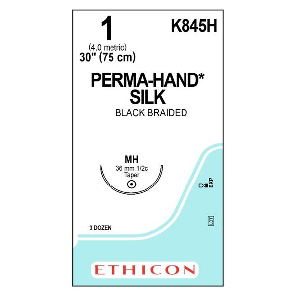 Ethicon Inc,a J & J Company Suture 1 Silk Mh Perma-Hand Black 30" Braid 36/Bx - K845H