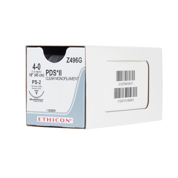 Ethicon Inc,a J & J Company Suture 4-0 Polydioxanone Ps-2 Pds Ii Clear 18" Monofilament 12/Bx - Z496G