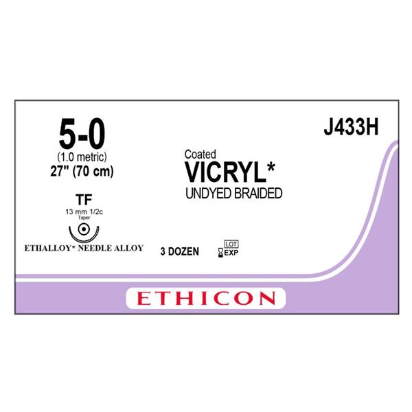 Ethicon Inc,a J & J Company Suture 5-0 Polyglactin 910 Tf Vicryl Undyed 27" Braid 36/Bx - J433H