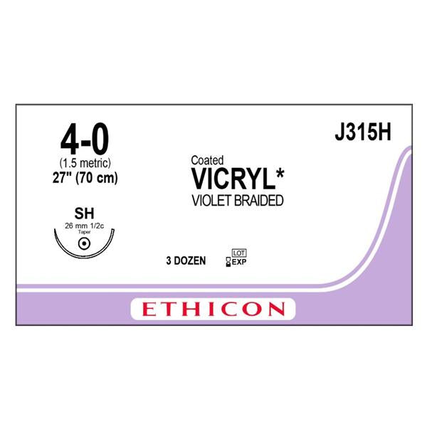 Ethicon Inc,a J & J Company Suture 4-0 Polyglactin 910 Sh Vicryl Violet 27" Braid 36/Bx - J315H