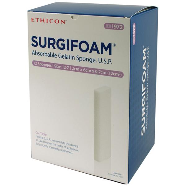 Ethicon Inc,a J & J Company Sponge Hemostatic Surgifoam 2X6Cm 7Mm Gelatin Sterile Lf 12/Ca - 1972