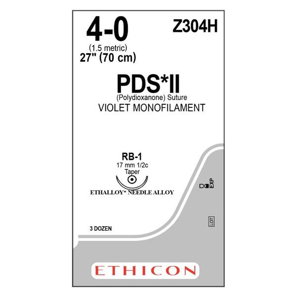 Ethicon Inc,a J & J Company Suture 4-0 Polydioxanone Rb-1 Pds Ii Violet 27" Monofilament 36/Bx - Z304H
